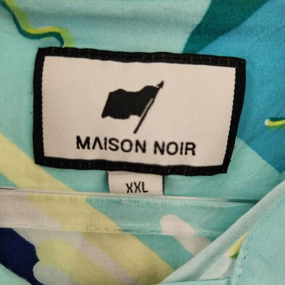 Maison Noir Short Sleeve Button Front Shirt Mens Size XXL 90s Geometric Print - Picture 4 of 6